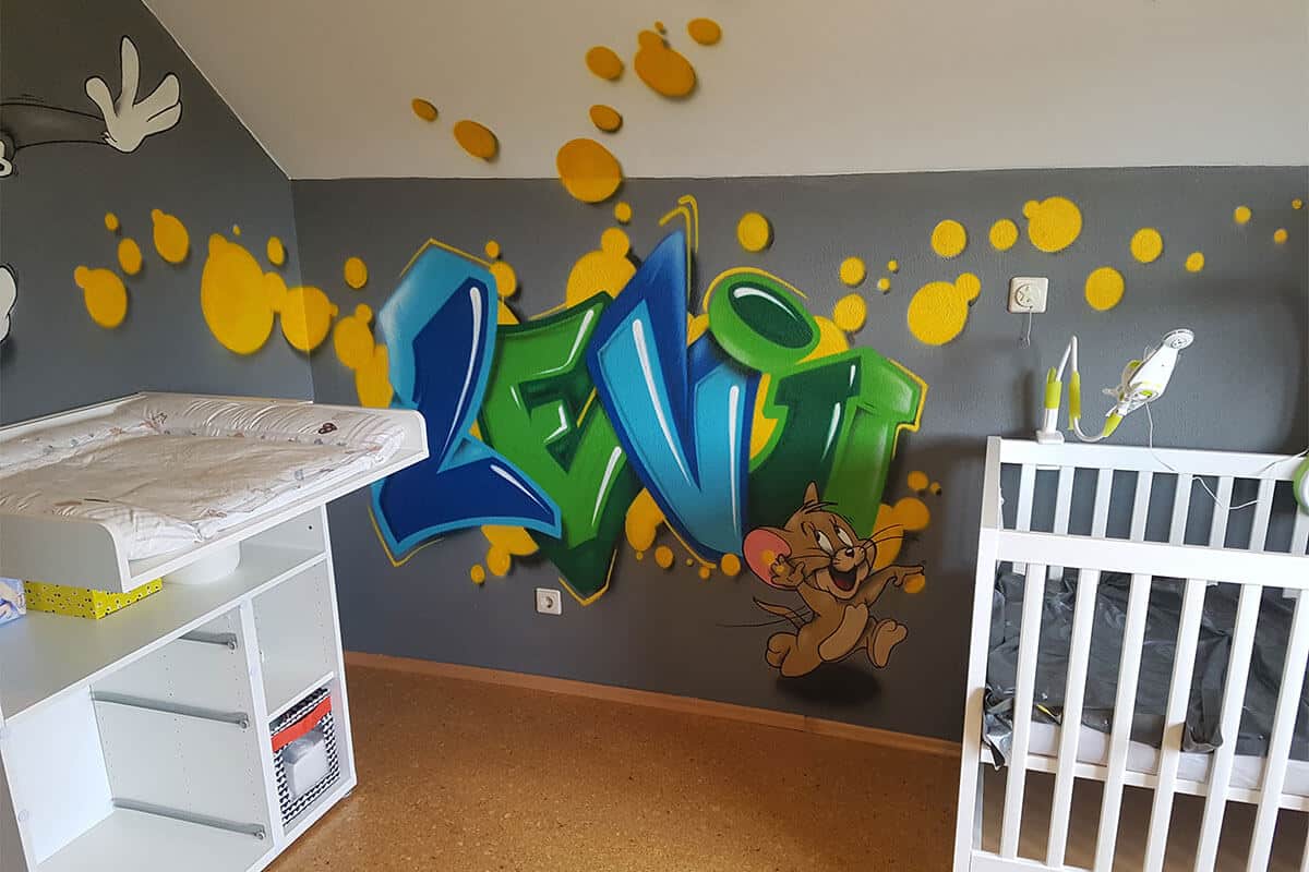 Graffiti Stuttgart wurden beauftragt Levi sein Kinderzimmer in Aalen mit einem bunten Graffiti zu verschönern!