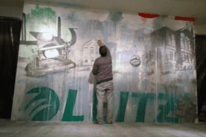 Von der LEITZ ACCO Brands GmbH & Co KG wurden wir beauftragt ihre frisch in Feuerbach ihren renovierten Pausenraum mit einem farbenfrohen Graffiti zu gestalten.