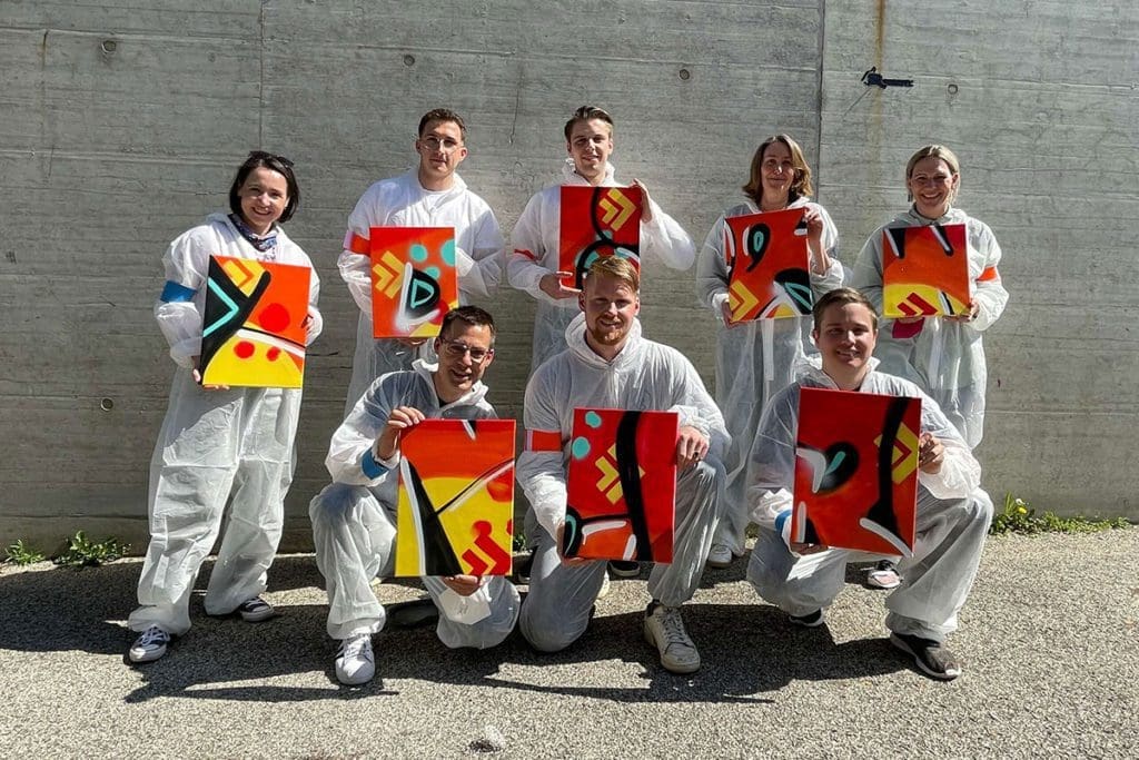 Zusammen mit den Mitarbeitern der Firma Targens GmbH haben wir zusammen ein cooles Teambuilding Graffiti gesprüht.