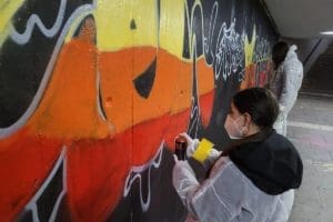 Zusammen mit dem Sozialdienst muslimischer Frauen Sindelfingen (SMF) haben wir im Rahmen von „Frauen Stärken Frauen- gegen Radikalisierung“ XXL Graffiti gesprüht.