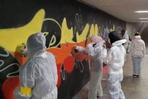 Zusammen mit dem Sozialdienst muslimischer Frauen Sindelfingen (SMF) haben wir im Rahmen von „Frauen Stärken Frauen- gegen Radikalisierung“ XXL Graffiti gesprüht.