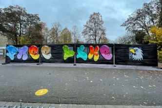 Zusammen mit Christian vom Kinder- und Jugendreferat Neuenstein haben wir mit einer Schulgruppe zwei Tage lang gesprüht. Von der ersten Skizze bis zum fertigen Schriftzug „free like a bird" mit Adlerkopf – und einer riesigen Flügel-Fotowand für Selfies. Die Platten hängen jetzt im Jugendraum.