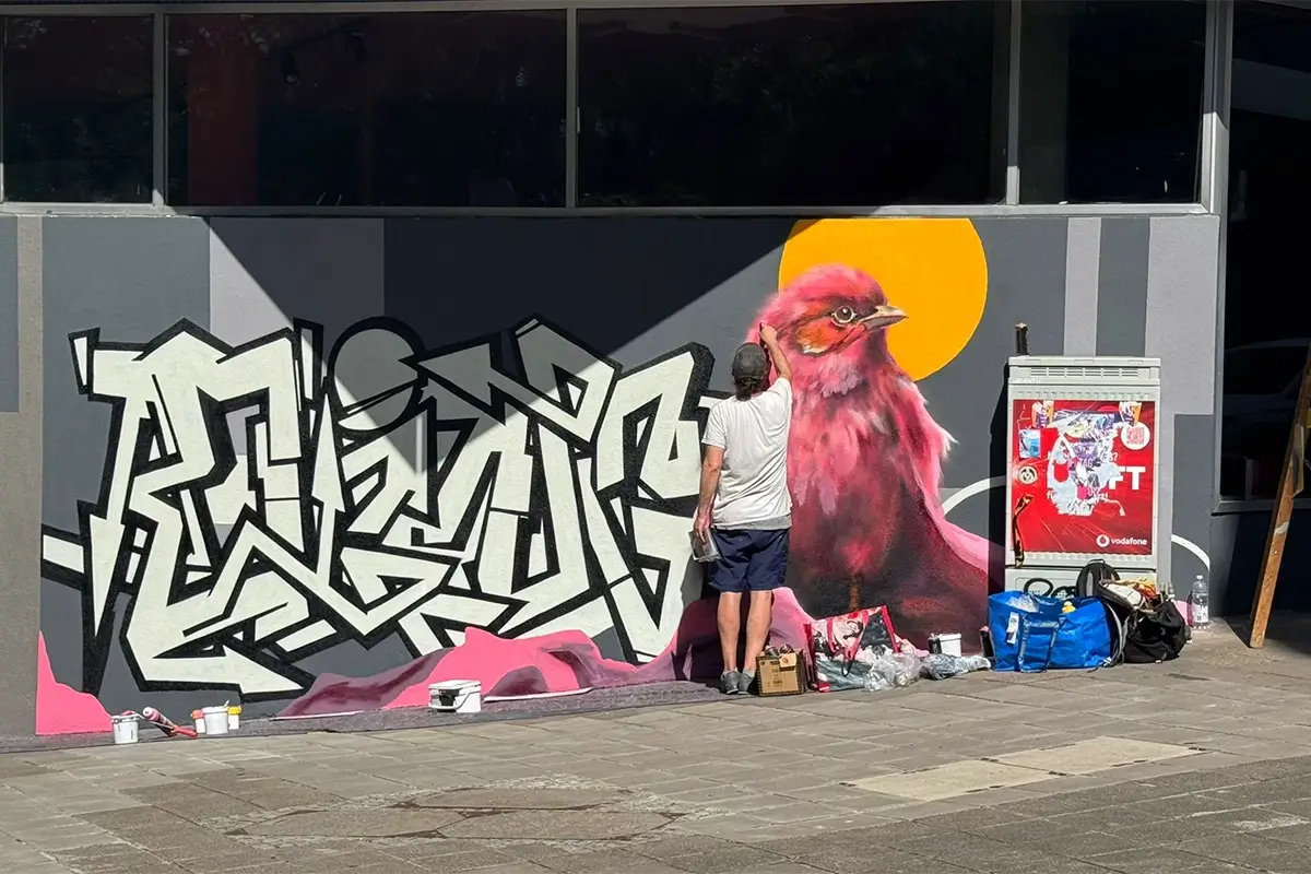 Fassaden-Graffiti für Zum goldenen Hirschen in Stuttgart-Mitte